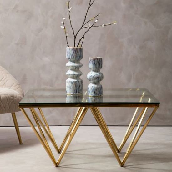 Alluras Small Clear Glass Coffee Table With Gold Spike Frame_4