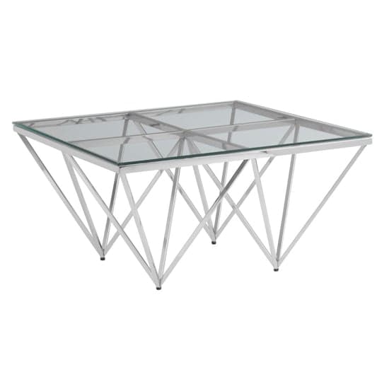 Alluras Small Clear Glass Coffee Table With Silver Spike Frame_1