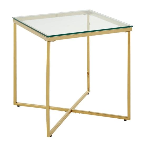 Alluras Small Clear Glass End Table With Gold Metal Frame_2