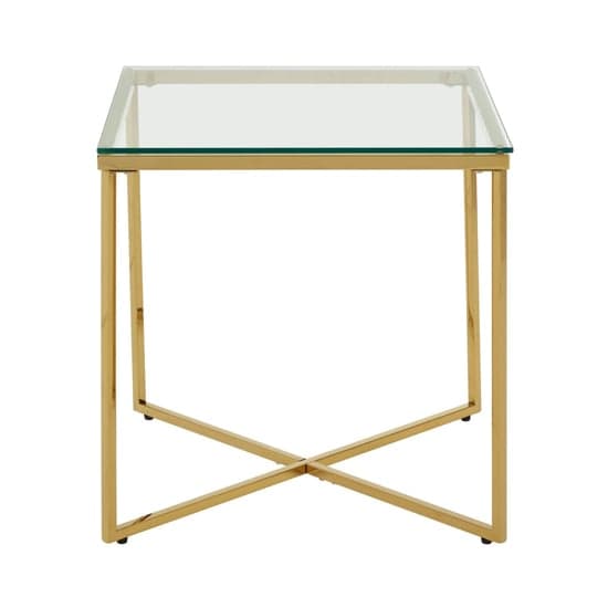 Alluras Small Clear Glass End Table With Gold Metal Frame_1