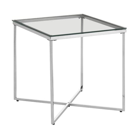 Alluras Small Clear Glass End Table With Silver Metal Frame_2