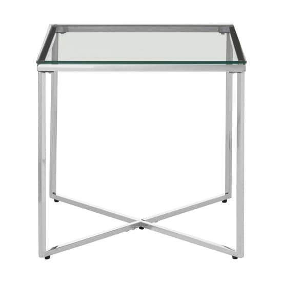 Alluras Small Clear Glass End Table With Silver Metal Frame_1
