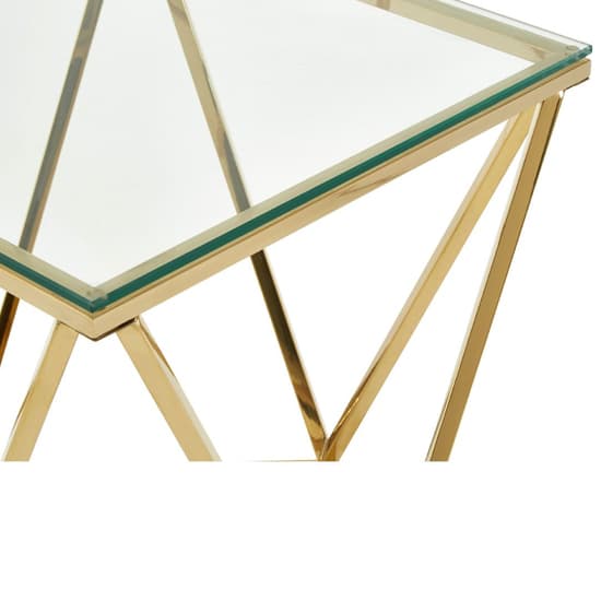 Alluras Small Clear Glass End Table With Twist Gold Frame_4