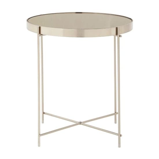 Alluras Small Grey Glass Side Table With Silver Frame_2