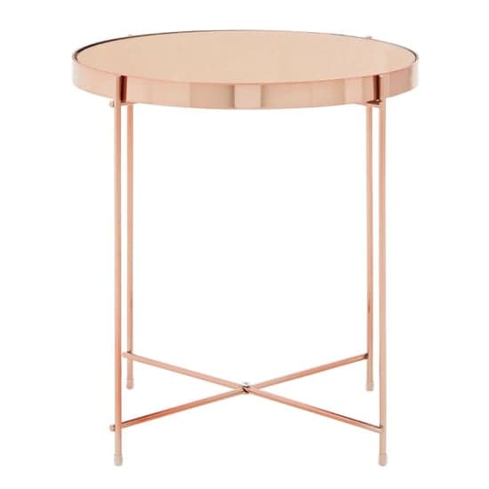 Alluras Small Pink Glass Side Table With Rose Gold Frame_1