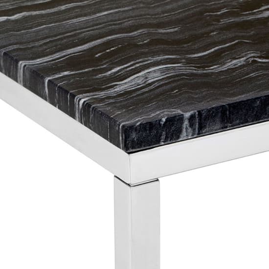 Alluras Square Black Marble End Table With Silver Frame_3