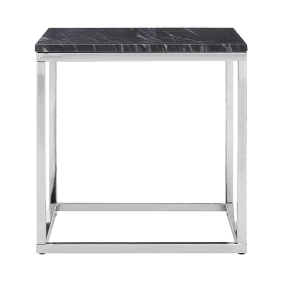Alluras Square Black Marble End Table With Silver Frame_1