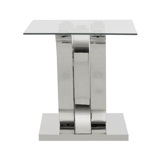 Alluras Square Clear Glass End Table With Curved Silver Frame_3
