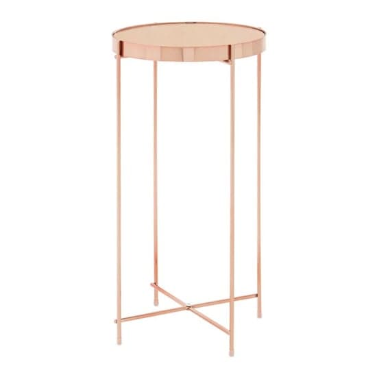 Alluras Tall Pink Glass Side Table With Rose Gold Frame_2