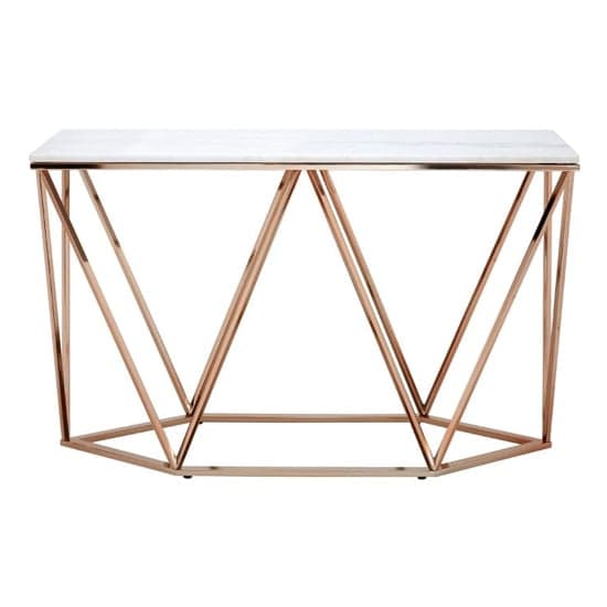 Alluras White Marble Console Table With Champagne Gold Frame
