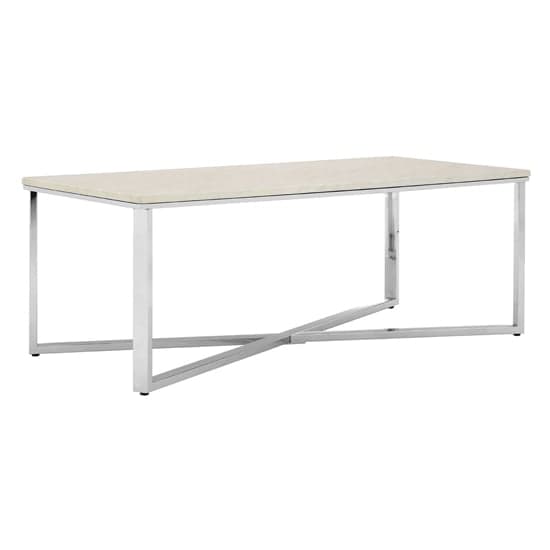 Alluras Coffee Table In Chrome With White Faux Marble Top  _2