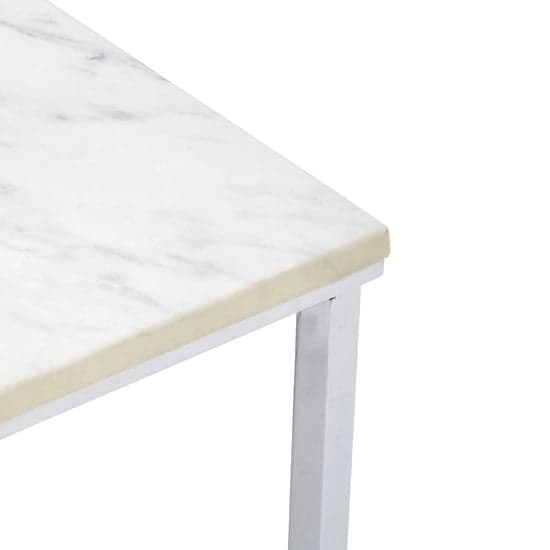 Alluras Coffee Table In Chrome With White Faux Marble Top  _4