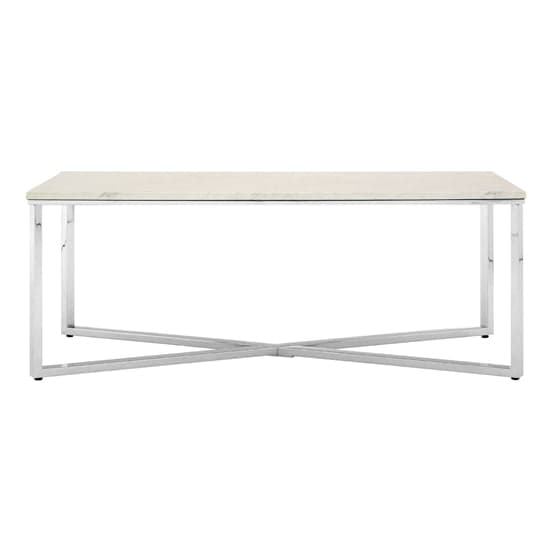 Alluras Coffee Table In Chrome With White Faux Marble Top  _1