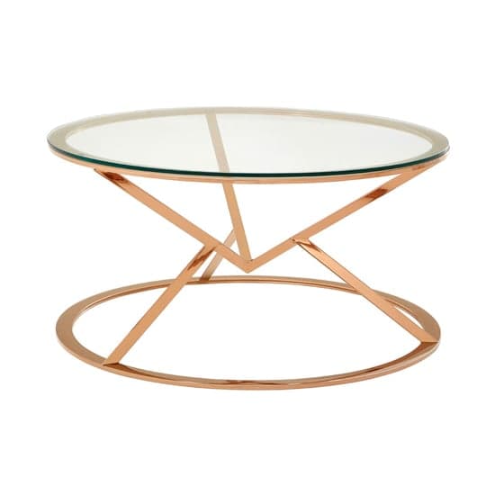Alluras Corseted Round Glass Coffee Table In Rose Gold   _2