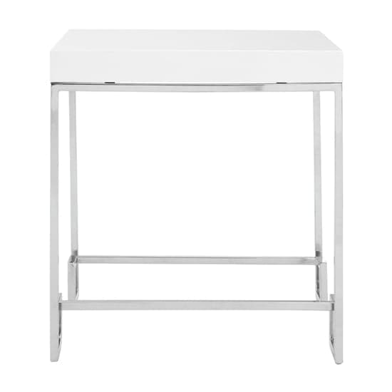 Alluras End Table In Chrome With High Gloss White Top  _3