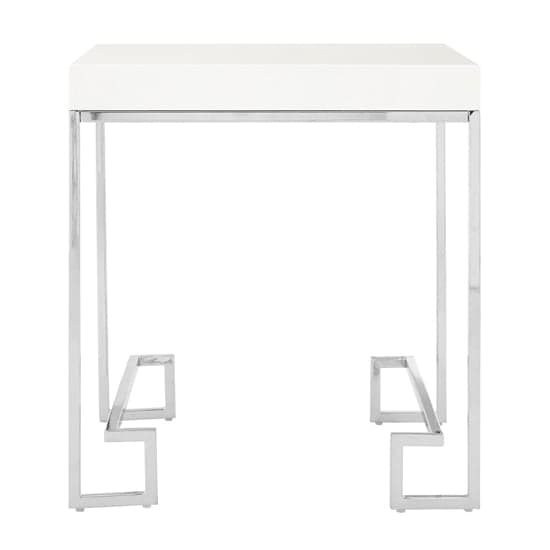 Alluras End Table In Chrome With High Gloss White Top  _1