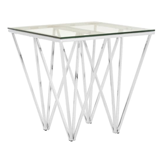 Alluras End Table In Chrome With Triangular Base    _2