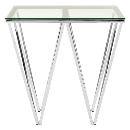 Alluras End Table In Chrome With Triangular Base    _1