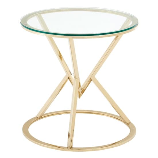 Alluras Glass Corseted Round End Table In Champagne    _2