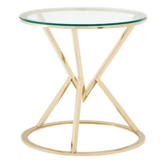 Alluras Glass Corseted Round End Table In Champagne    _1