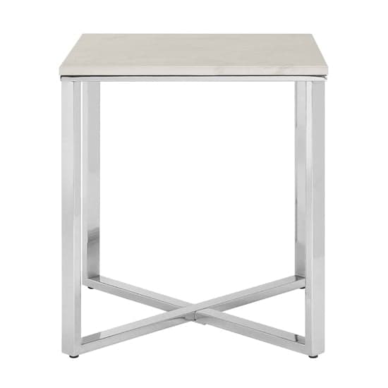Alluras Square End Table With White Faux Marble Top   _1