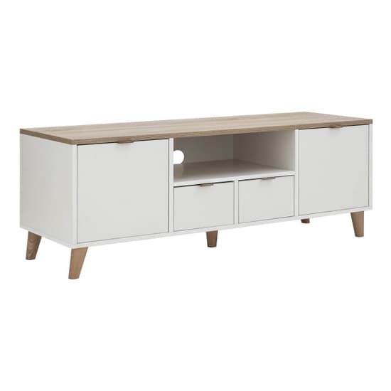 Aldeburgh Wooden TV Stand With 2 Doors 2 Drawers In White Oak_6