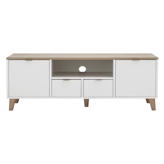 Aldeburgh Wooden TV Stand With 2 Doors 2 Drawers In White Oak_8