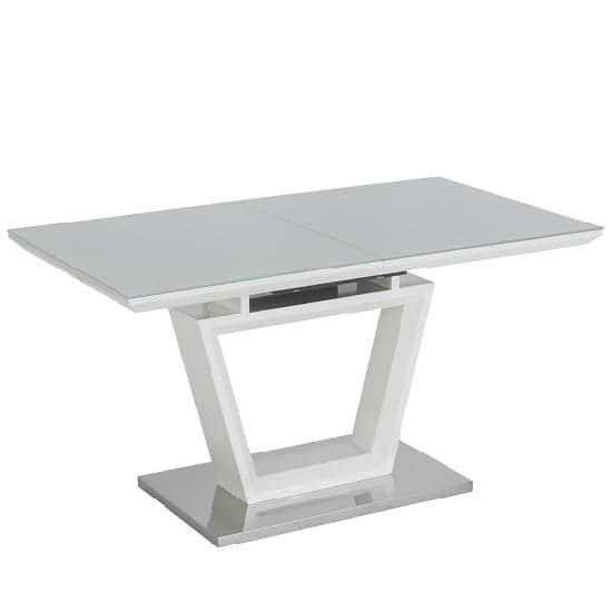Atmiro Glass Extending Dining Table In White And Grey Gloss_2
