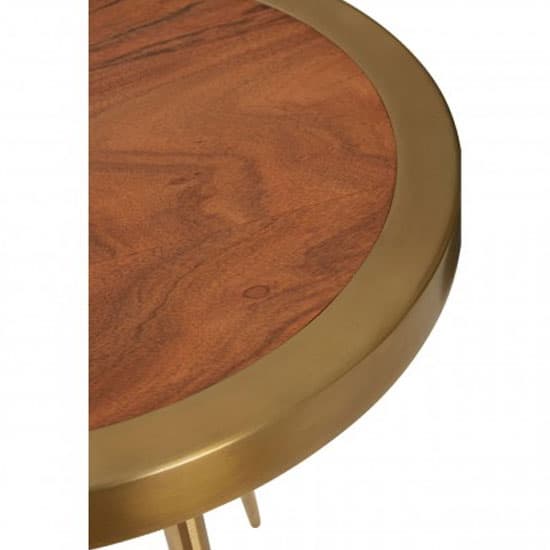 Almory Round Wooden Side Table In Natural And Gold_3