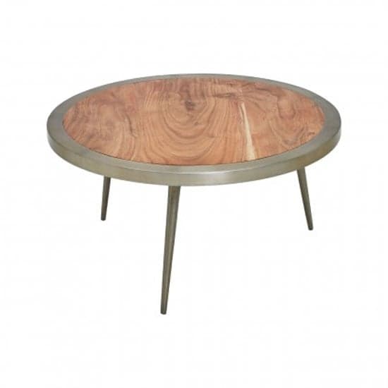 Almory Round Large Wooden Coffee Table In Natural And Gold_2