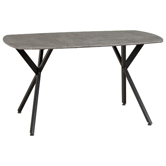 Alsip Dining Table In Concrete Effect With 4 Lyster Blue Chairs_2