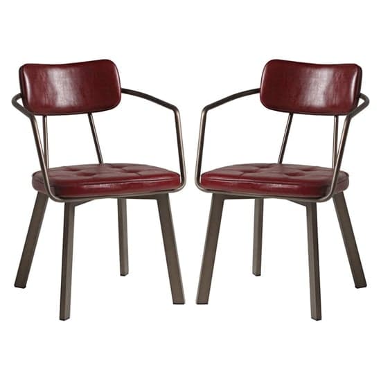 Alstan Vintage Red Faux Leather Armchairs In Pair_1