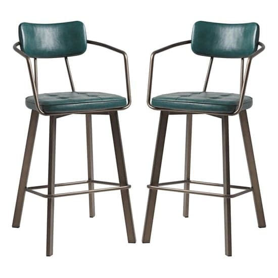 Alstan Vintage Teal Faux Leather Bar Stools In Pair_1