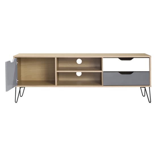 Baucom Oak Effect 1 Door 2 Drawers TV Stand In White And Grey_4