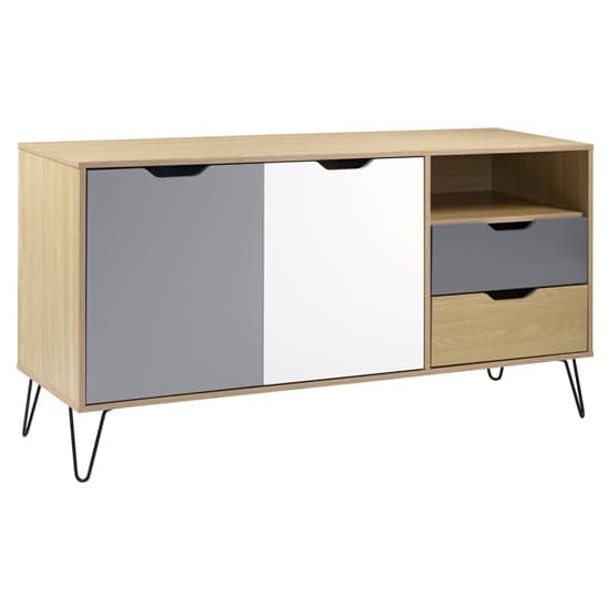 Baucom Oak Effect 2 Doors 2 Drawers Sideboard In White And Grey_2