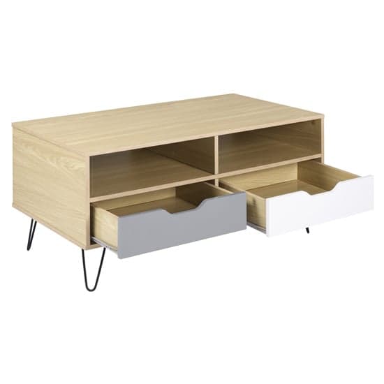 Baucom Oak Effect 2 Drawers Coffee Table In White And Grey_3