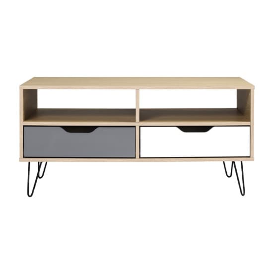 Baucom Oak Effect 2 Drawers Coffee Table In White And Grey_4