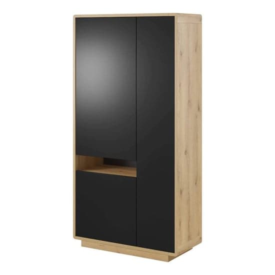 Altea Wooden Display Cabinet Tall 3 Doors In Torus Oak With LED_2