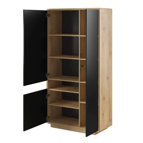 Altea Wooden Display Cabinet Tall 3 Doors In Torus Oak With LED_3