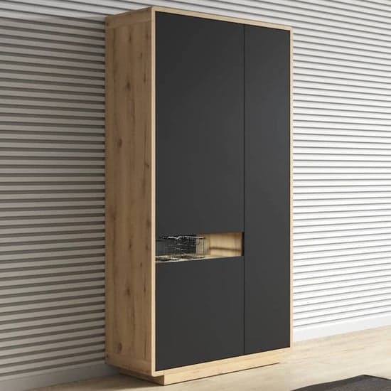 Altea Wooden Display Cabinet Tall 3 Doors In Torus Oak With LED_1