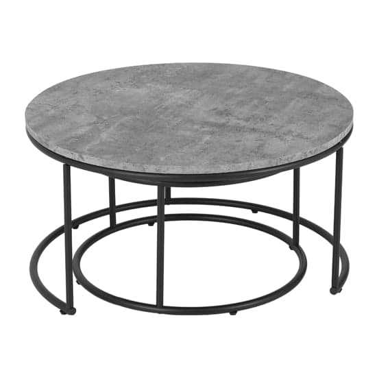 Alsip Round Wooden Set Of 2 Coffee Table In Concrete Effect_2