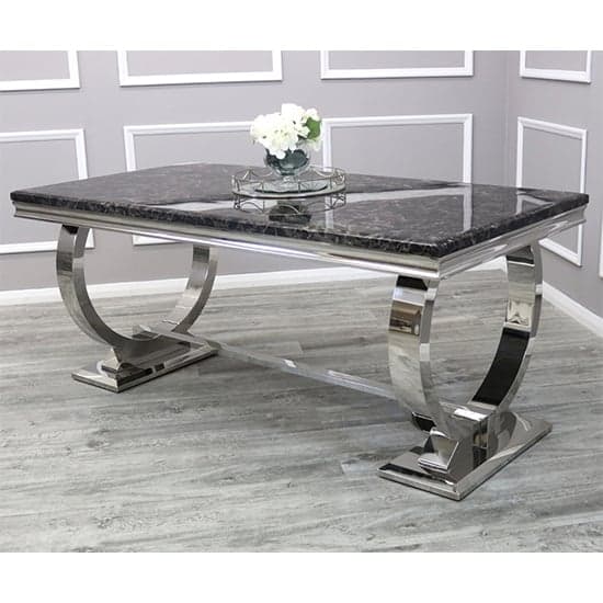 Alto Black Marble Dining Table With 8 Dessel Pewter Chairs_2