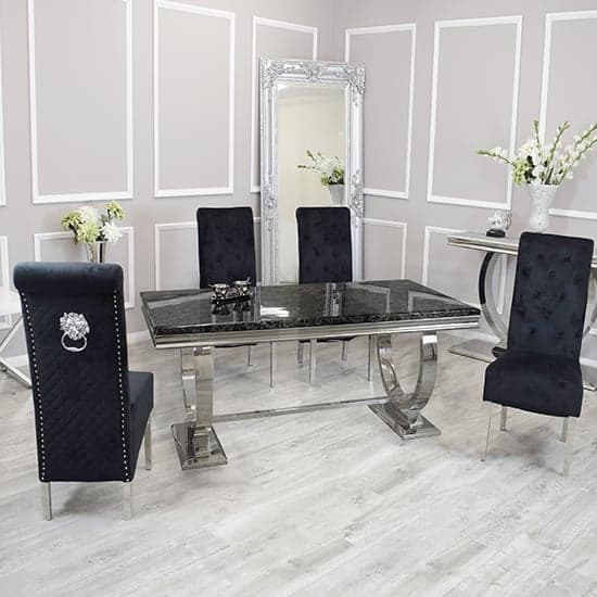 Alto Black Marble Dining Table With 8 Elmira Black Chairs_1