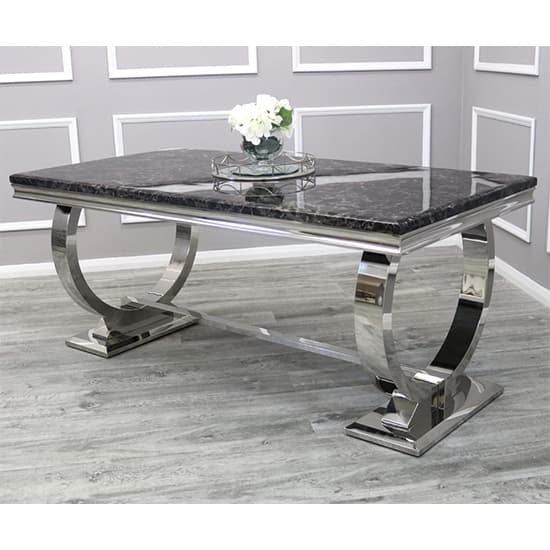 Alto Black Marble Dining Table With 8 Dessel Light Grey Chairs_2