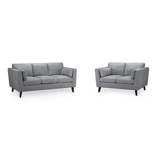 Alto Fabric 3+2 Seater Sofa Set In Grey With Wooden Legs_1