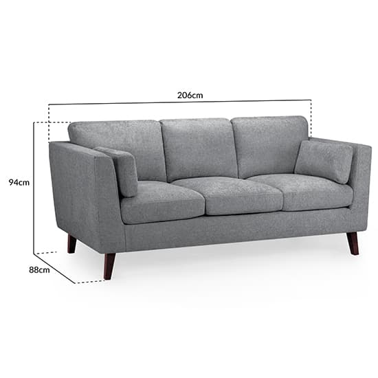 Alto Fabric 3 Seater Sofa In Grey With Wooden Legs_6