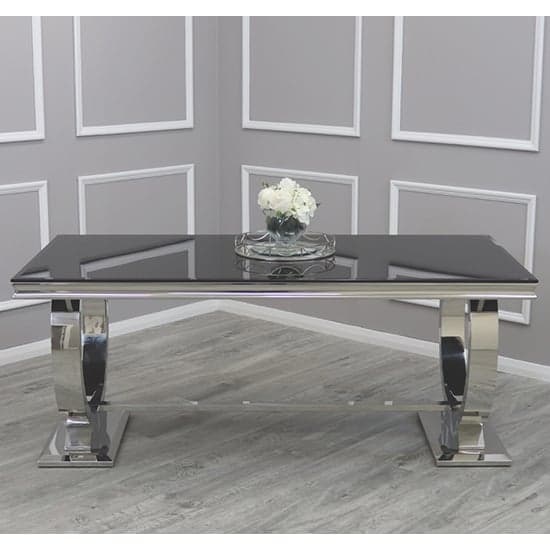 Alto Large Black Glass Dining Table With Polished Base_2
