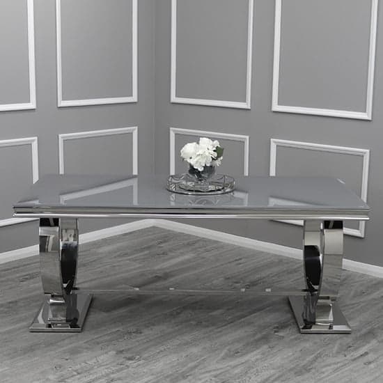Alto Large Grey Glass Dining Table With Polished Base_2