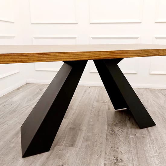 Alto Solid Wood Dining Table In Oak With Matt Black Metal Base_3