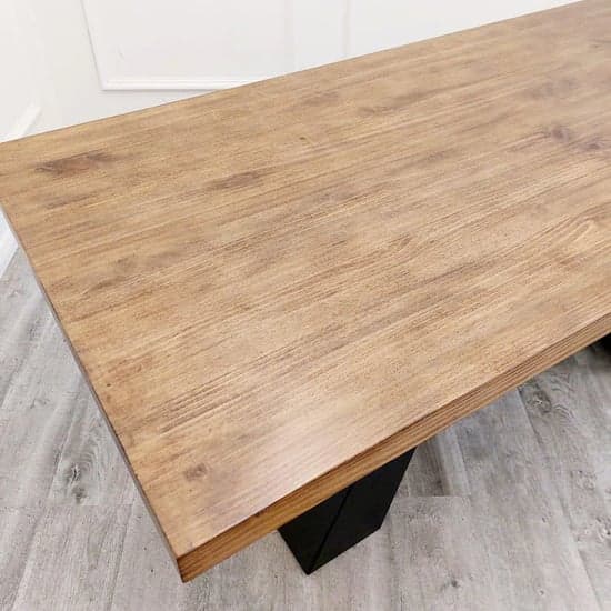 Alto Solid Wood Dining Table In Oak With Matt Black Metal Base_4